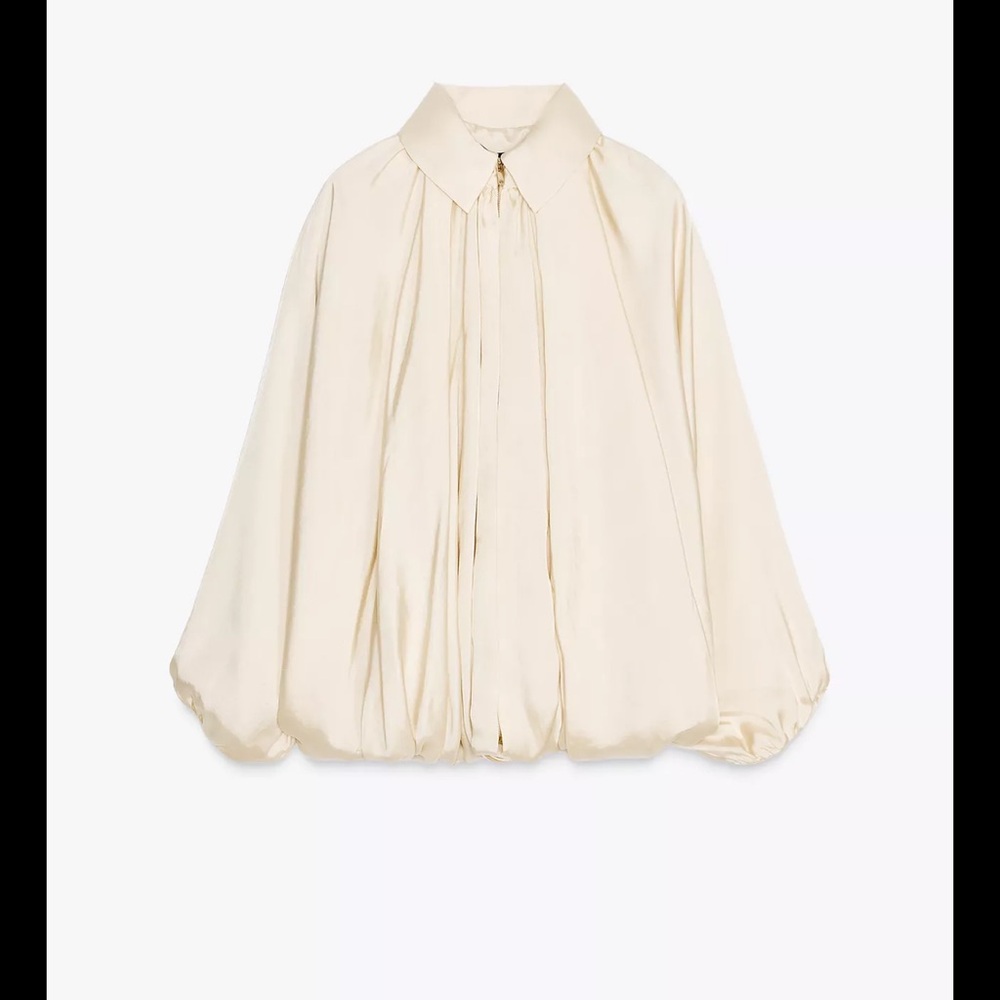 Cream Satin Bubble Jacket